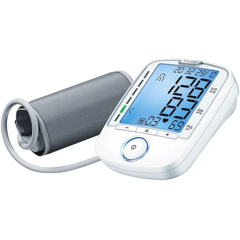 فشارسنج بازویی بیورر مدل BM47 با 120 حافظه برای 4 کاربر، نمایشگر LCD بزرگ، تشخیص آریتمی و ضربان نامنظم، هشدار خطای محاسباتی و خاموشی خودکار