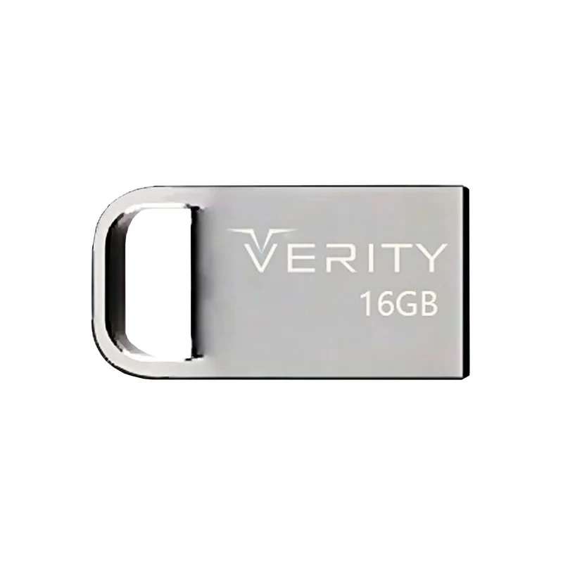فلش مموری وریتی مدل V813 ظرفیت 16 گیگابایت، رابط USB 2.0 Type-A، بدنه فلزی، طراحی بندانگشتی، سازگار با موبایل، تبلت، کامپیوتر و تلویزیون، سرعت انتقال 20 مگابایت بر ثانیه