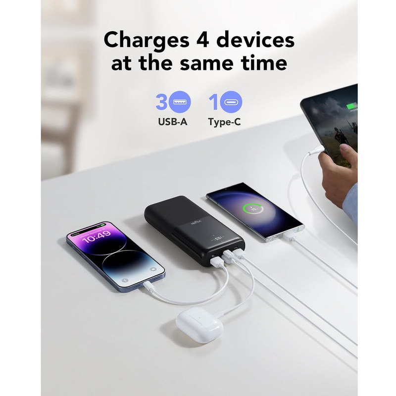 پاوربانک 12 وات وییسی مدل G3015 ظرفیت 30000 میلی‌آمپرساعت به همراه کابل USB-C