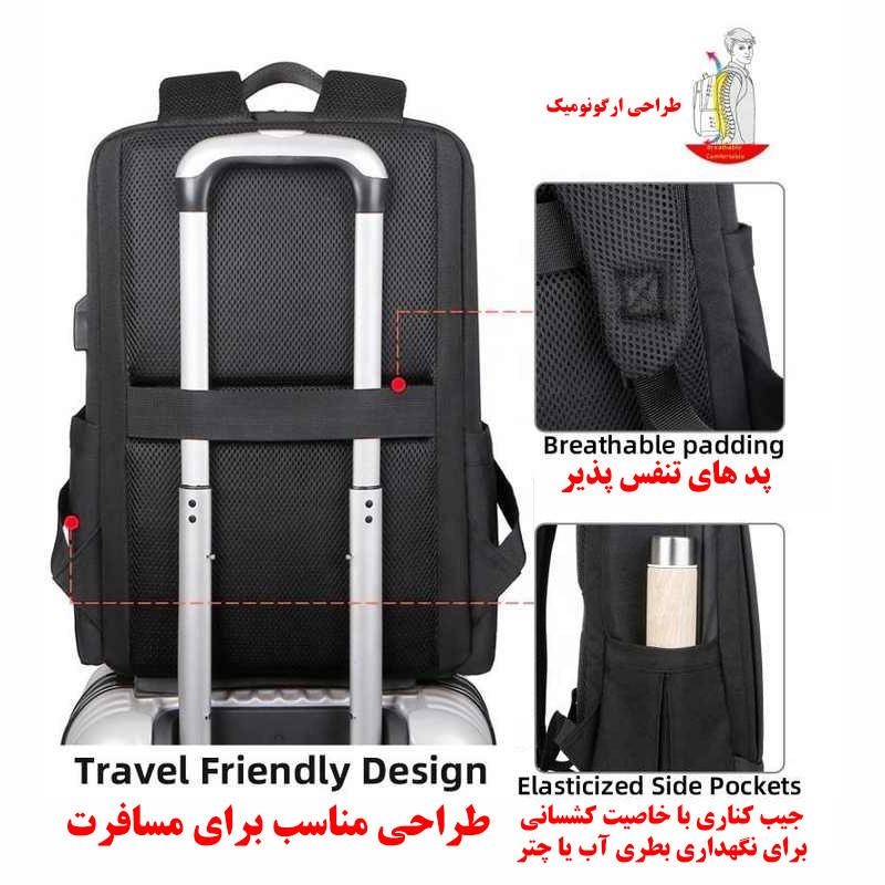 کوله پشتی لپ تاپ مدل 1139 مناسب برای لپ تاپ 14.1 تا 15.6 اینچی