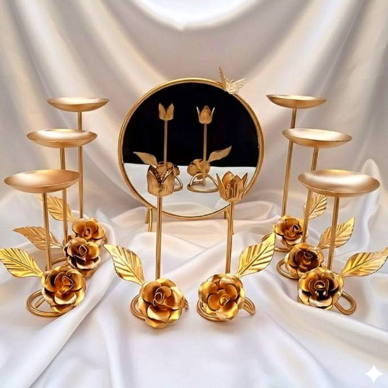 مجموعه ظروف هفت سین 9 پارچه مدل گل فلزی