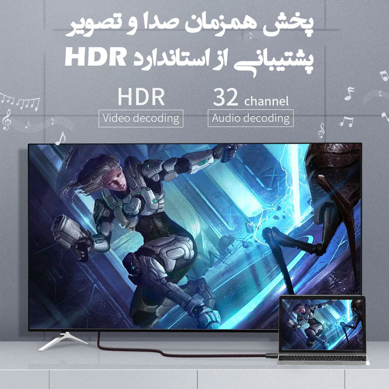 کابل HDMI لنشن مدل HH20-4k60hz طول 2 متر