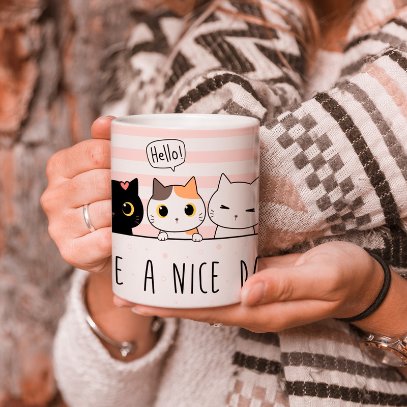 ماگ طرح گربه مدل have a nice day
