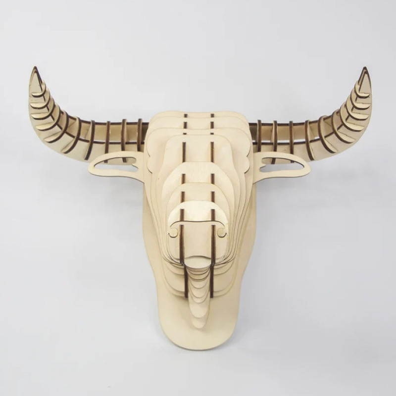 دیوارکوب مدل سردیس چوبی سه بعدی گاو کد T49