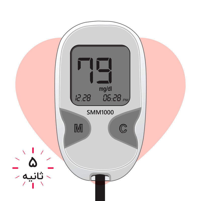 دستگاه تست قند خون دیابان مدل SMM1000 به همراه 4 بسته نوار 50 عددی و 2 بسته 100 عددی سوزن لنست گالا