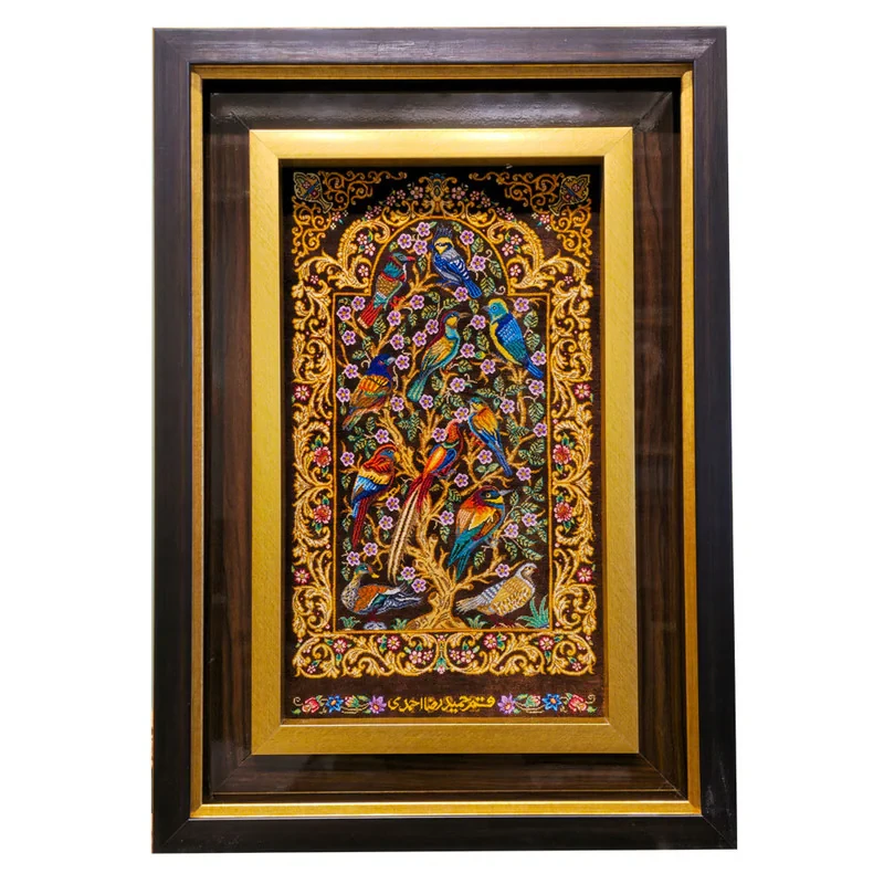 تابلو فرش دستباف طرح  پرنده درختی 1190