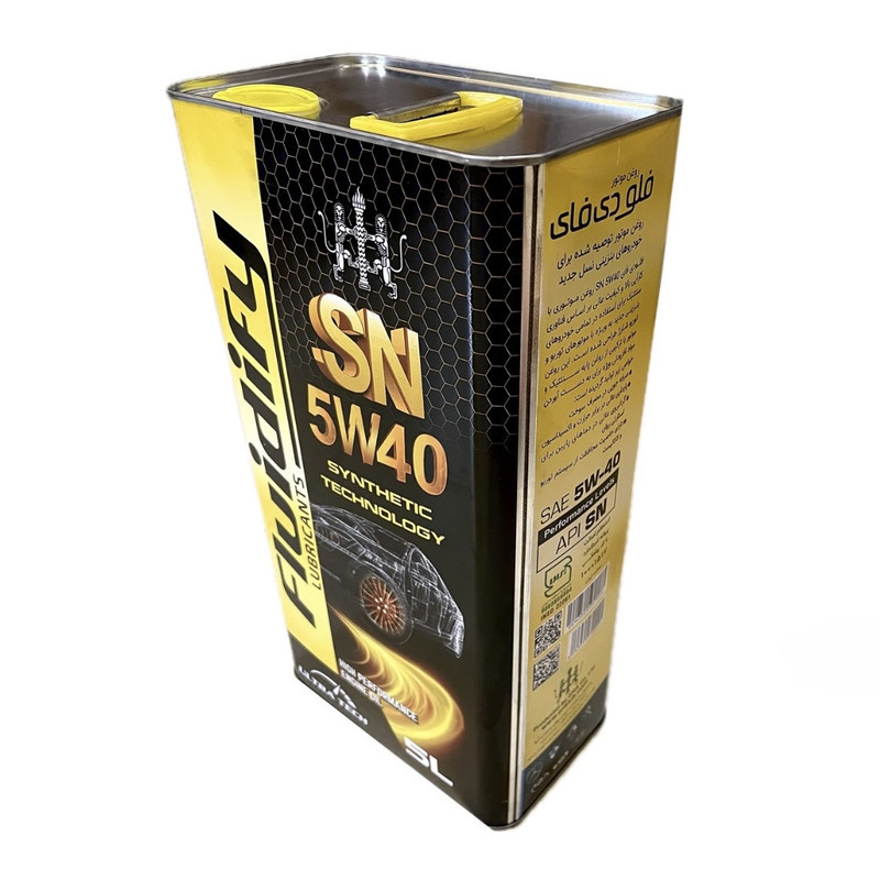روغن موتور خودرو بنزینی فلو دی فای مدل 5W-40 SN 5W-40 حجم 5 لیتر