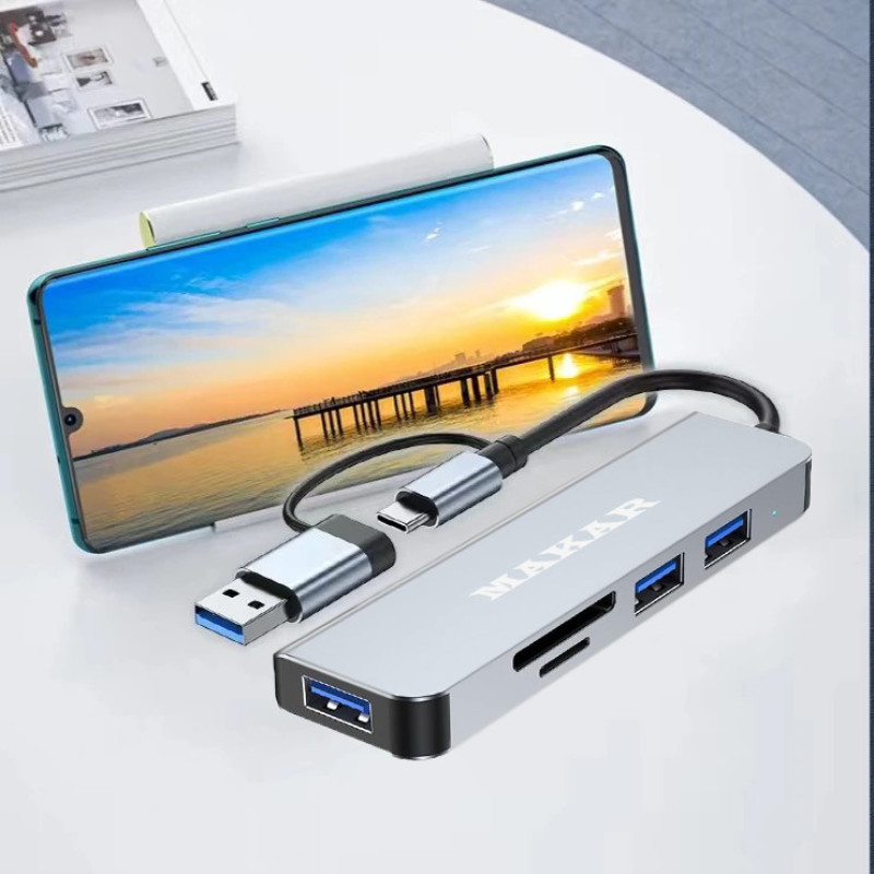 هاب و کارت خوان 5 پورت USB 3.0 ماکار مدل 5in1 MK-HU235