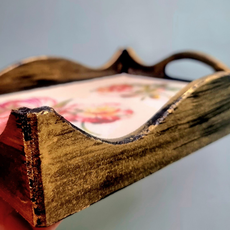 سینی چوبی مدل گل دار