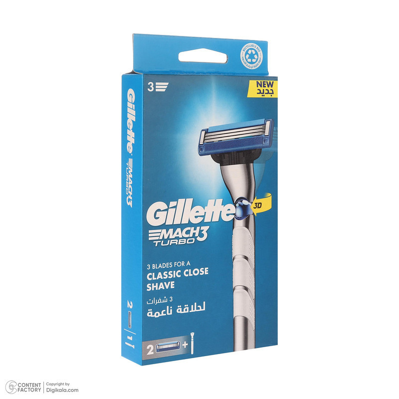 خودتراش ژیلت مدل Mach 3 Turbo به همراه یدک بسته 2 عددی