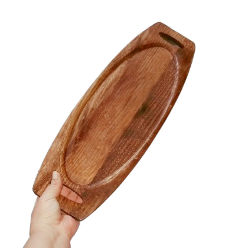 سینی دسته‌دار مدل کشیده طرح سوسیسی سایز ۴۷×۱۷ سانتی‌متر