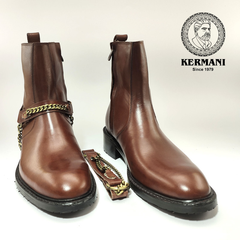 نیم بوت مردانه کرمانی مدل چرم دستدوز طبیعی کد 653