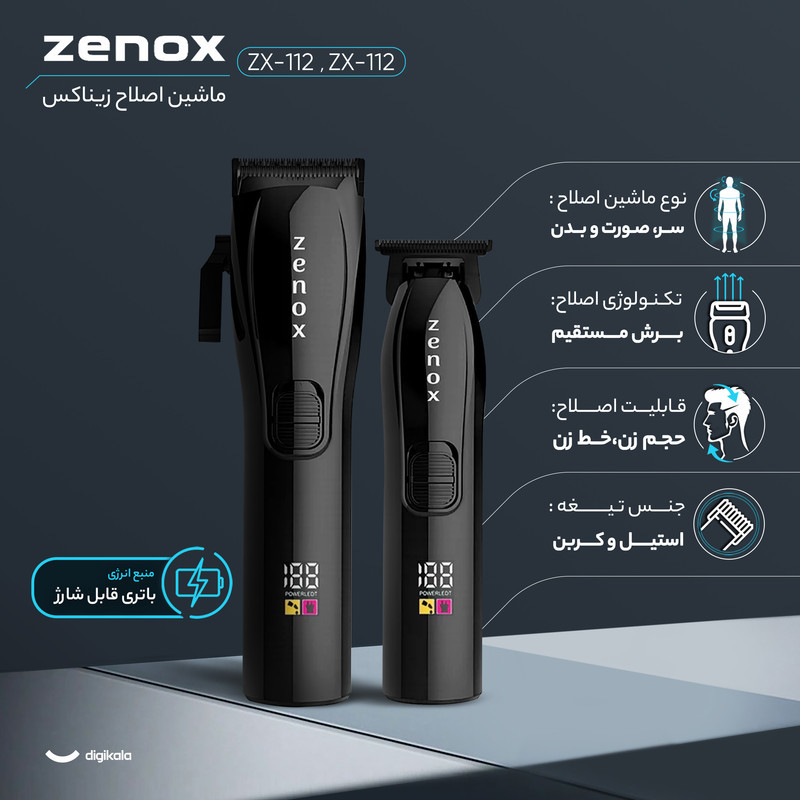 ماشین اصلاح موی سر زیناکس مدل ZX-112 به همراه ماشین اصلاح موی صورت زیناکس مدل ZX-113