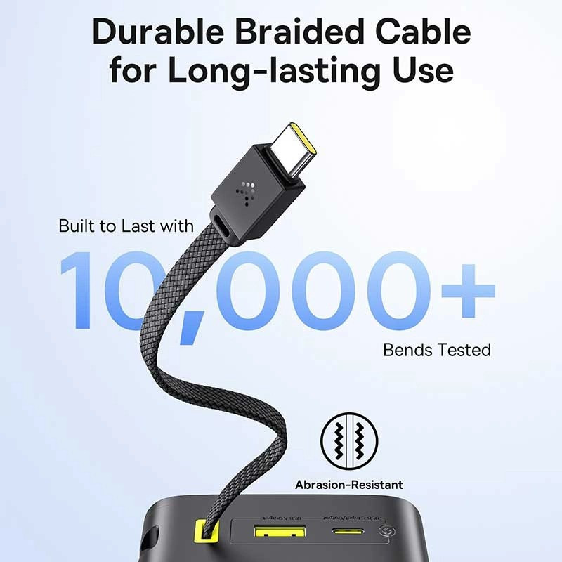 پاوربانک 22 وات بیسوس مدل EnerFill FC51 Bipow 2 Pro ظرفیت 30000 میلی‌آمپرساعت به همراه کابل متصل USB-C