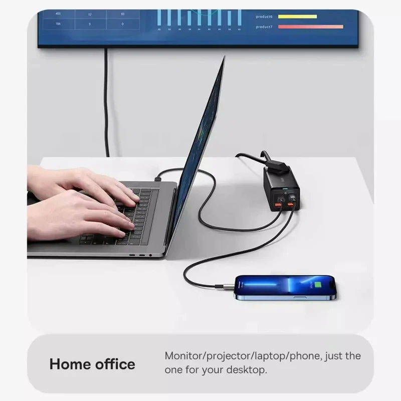 شارژر رومیزی 100 وات  بیسوس مدل CCGAN100-1ACE به همراه کابل USB-C