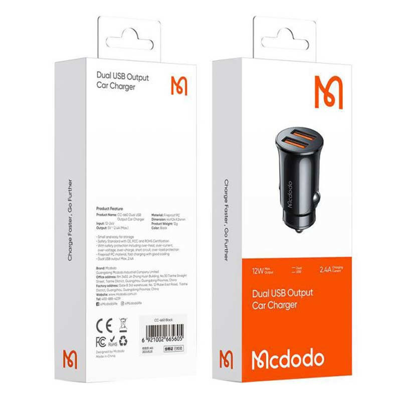 شارژر فندکی 12 وات مک دودو  مدل  CC-6602