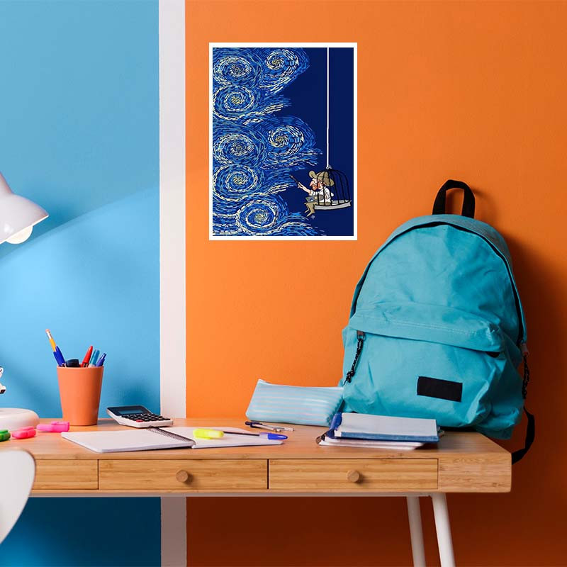 پوستر کارنيکا طرح شب پرستاره فانتزی ون‌گوگ Fantasy Starry Night Van Gogh کد 39871 مجموعه 8 عددی