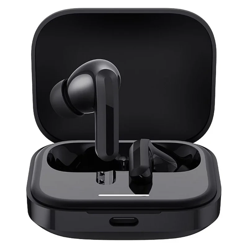 هدفون بلوتوثی شیائومی مدل Redmi Buds 5 با نویز کنسلینگ فعال (ANC)، درگاه شارژ USB Type-C، دارای نشانگر روی محفظه شارژ