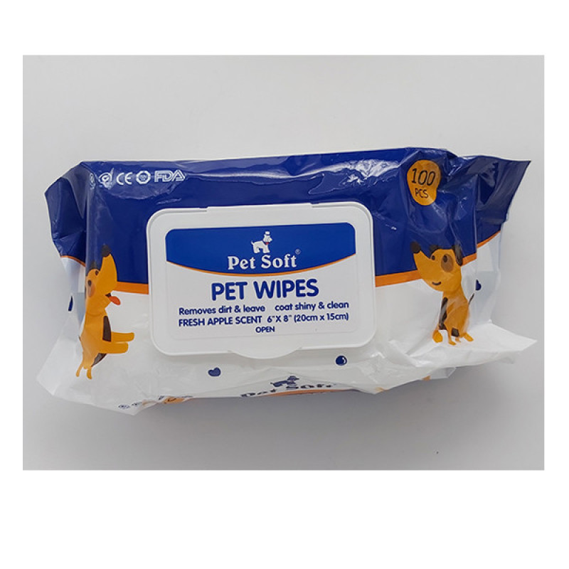 دستمال مرطوب سگ و گربه پت سافت کد Wipes_01