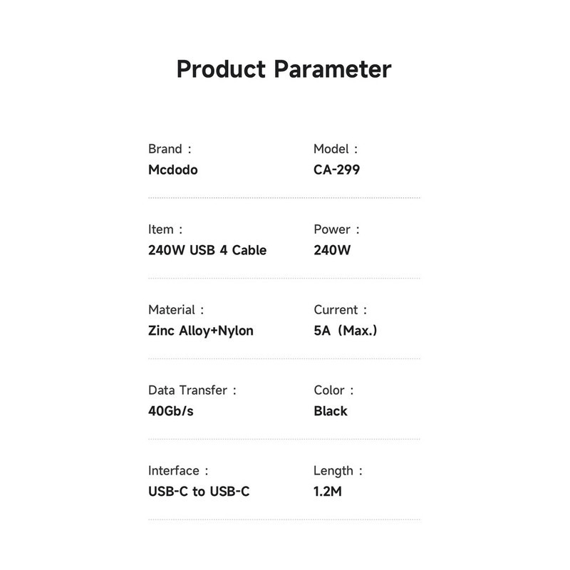 کابل USB-C مک دودو مدل CA-299 طول 1.2 متر
