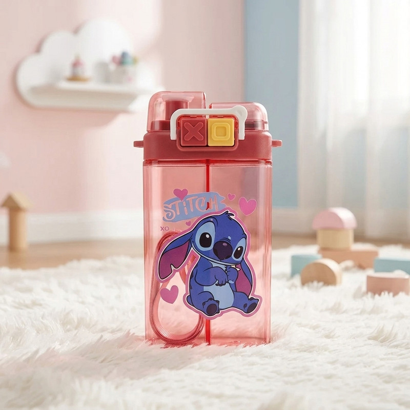 قمقمه کودک مدل کتابی دومخزنه طرح استیچ عاشقانه Stitch XOXO گنجایش 0.5 لیتر