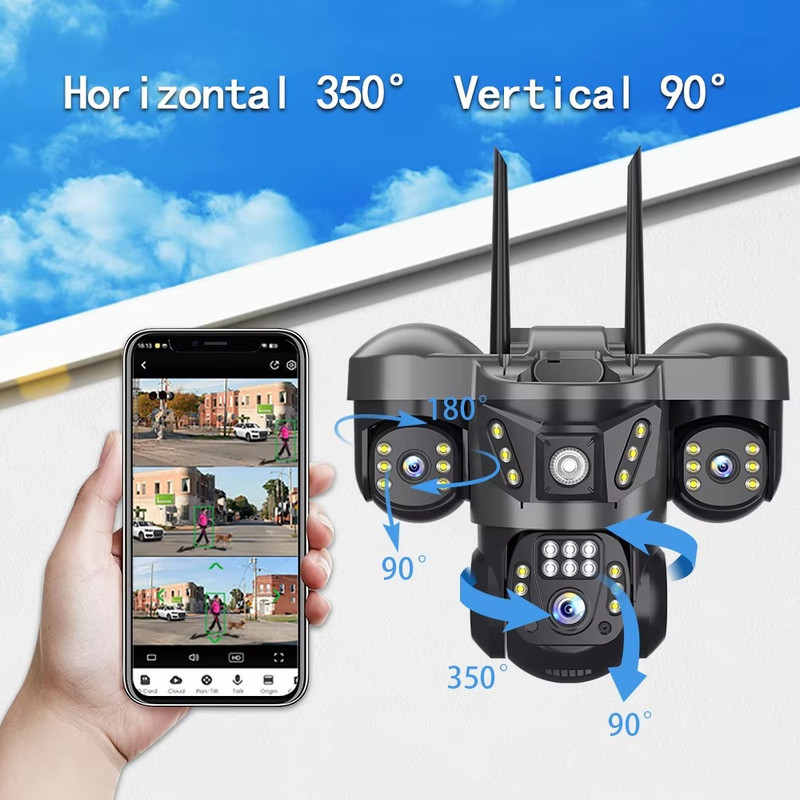 دوربین مداربسته تحت شبکه سه لنزی 12 مگاپیکسل مدل SC31-G-L 4G با قابلیت چرخش 360 درجه، دید در شب، تشخیص حرکت هوشمند، مکالمه دو طرفه و مقاوم در برابر آب