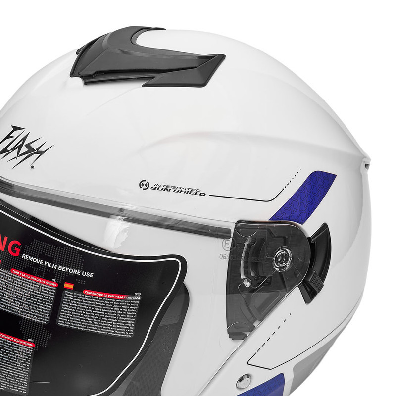 کلاه کاسکت بدون فک فلش مدل 852 glossy blue-white