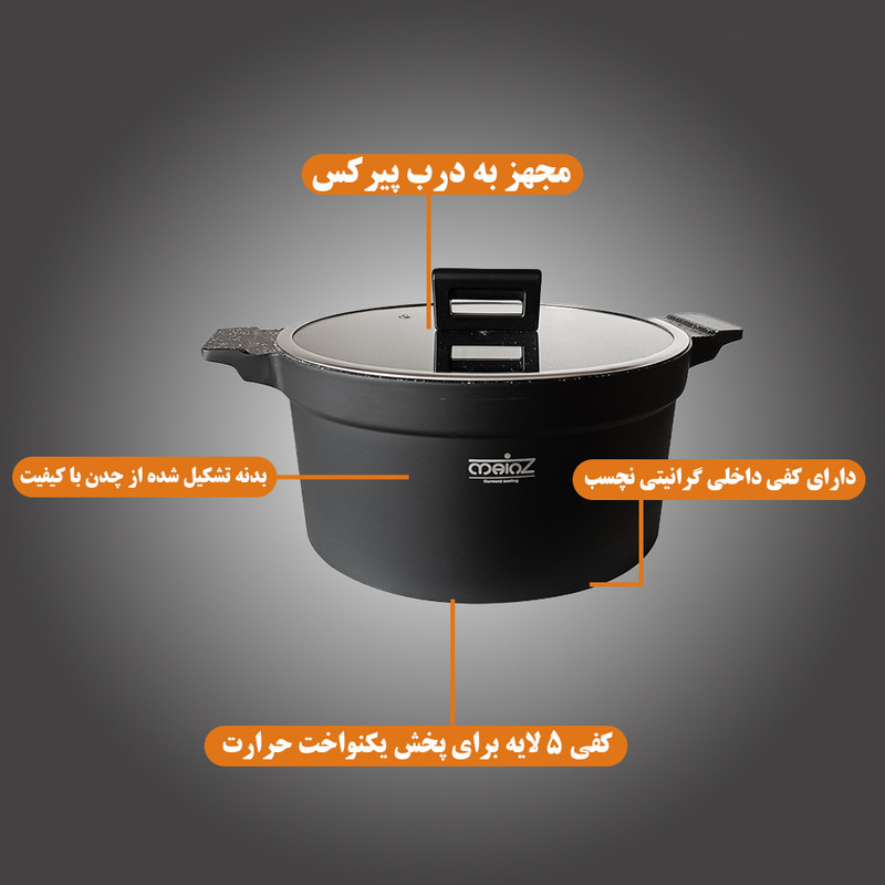سرویس قابلمه و تابه گرانیت 16 پارچه ماینز مدل R-16