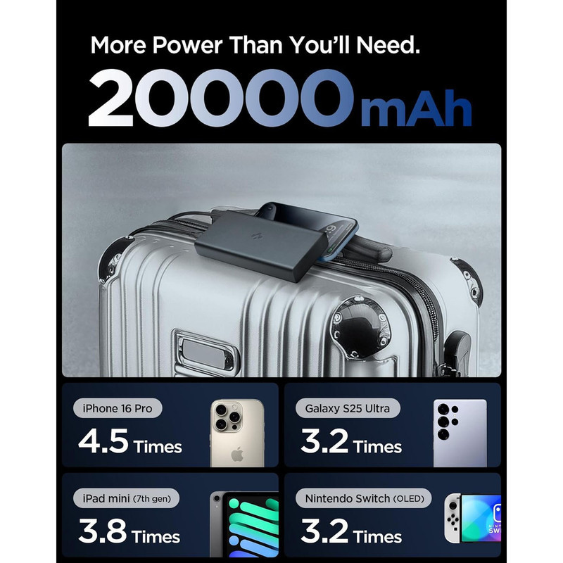 پاوربانک اسپیگن مدل EA3020 ظرفیت 20000 میلی‌آمپر ساعت