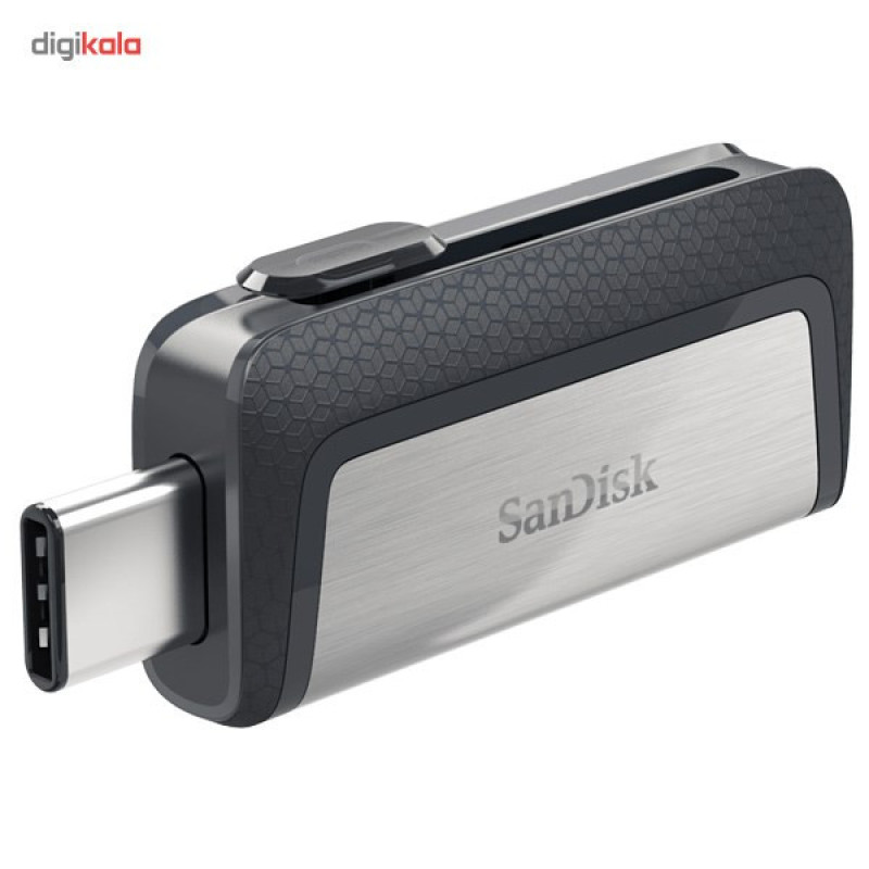 فلش‌مموری سن‌دیسک مدل Ultra Dual Drive USB Type-C ظرفیت 32 گیگابایت با دو درگاه USB3.1 و USB Type-C، سرعت انتقال تا 130 مگابایت بر ثانیه، قابلیت اتصال به گوشی و تبلت، طراحی جمع‌وجور و بدنه ترکیبی فلز و پلاستیک