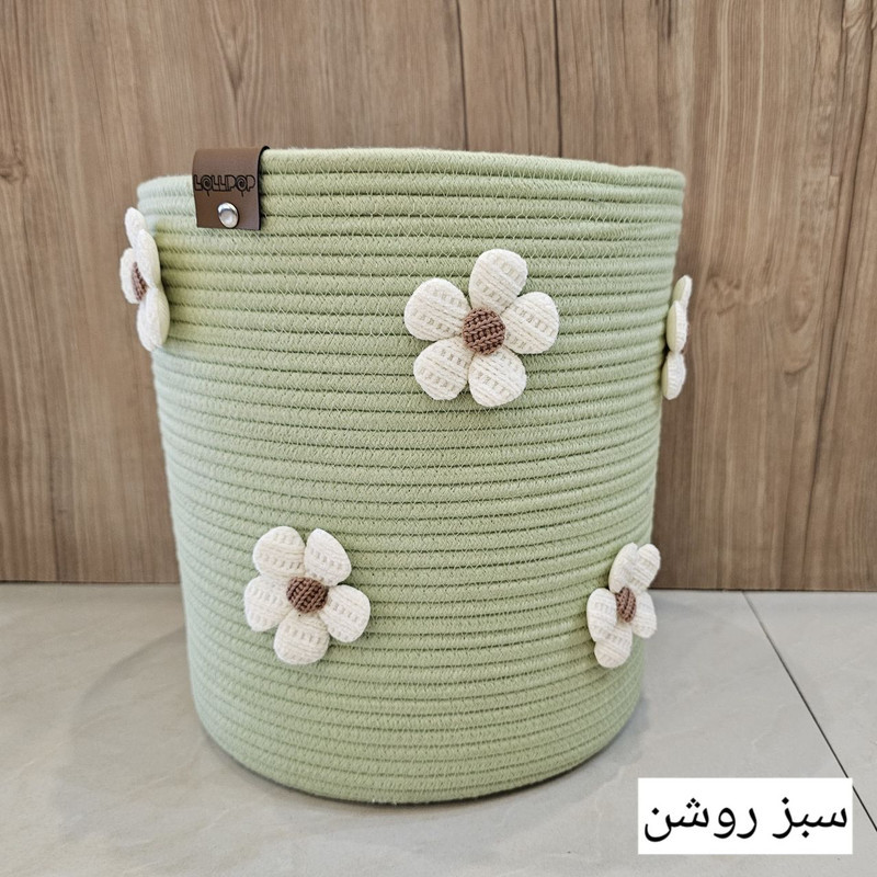 ست سطل و جای دستمال لالیپاپ مدل گلبافت