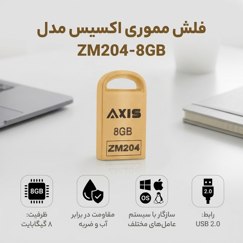 فلش مموری اکسیس مدل ZM204-8GB ظرفیت هشت گیگابایت با رابط USB 2.0