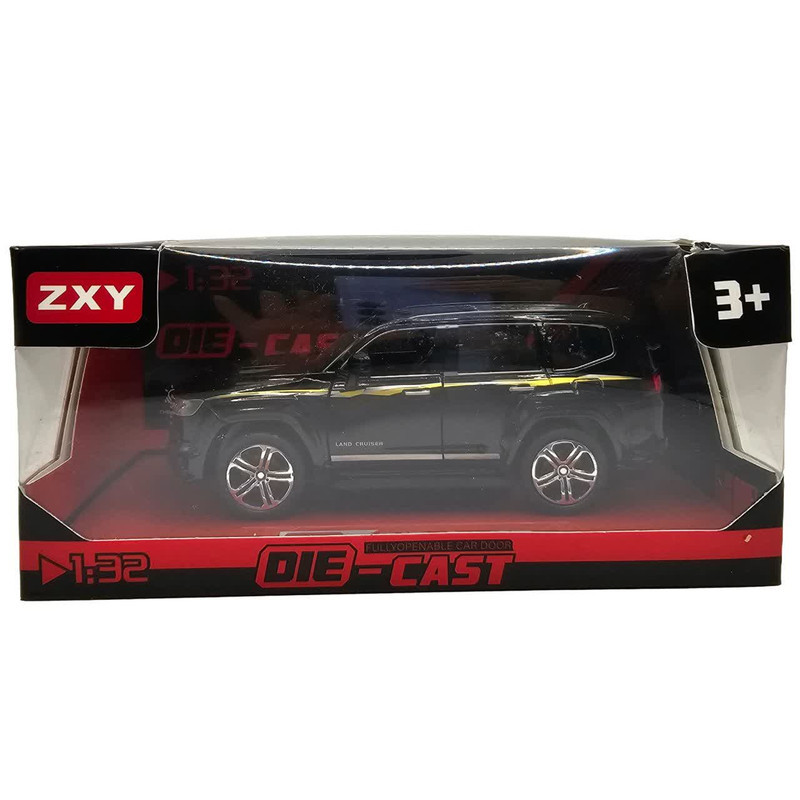 ماکت ماشین ناب سل مدل تویوتا لندکروز فلزی موزیکال چراغدار عقب کش کد Toyota Land Cruiser metal c55566 vx به همراه استند