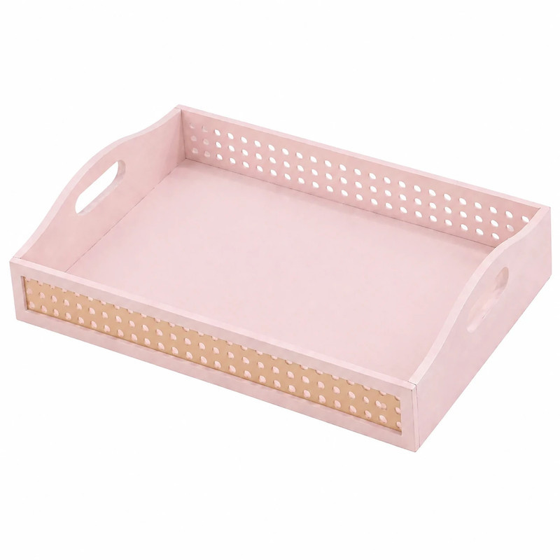 سینی دسته دار طرح حصیری کد P247 سایز 22*33 سانتی متر