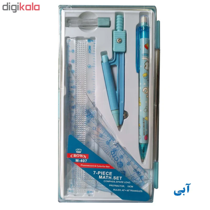 ست پرگار و خط کش کرون مدل M-407  بسته 7 عددی