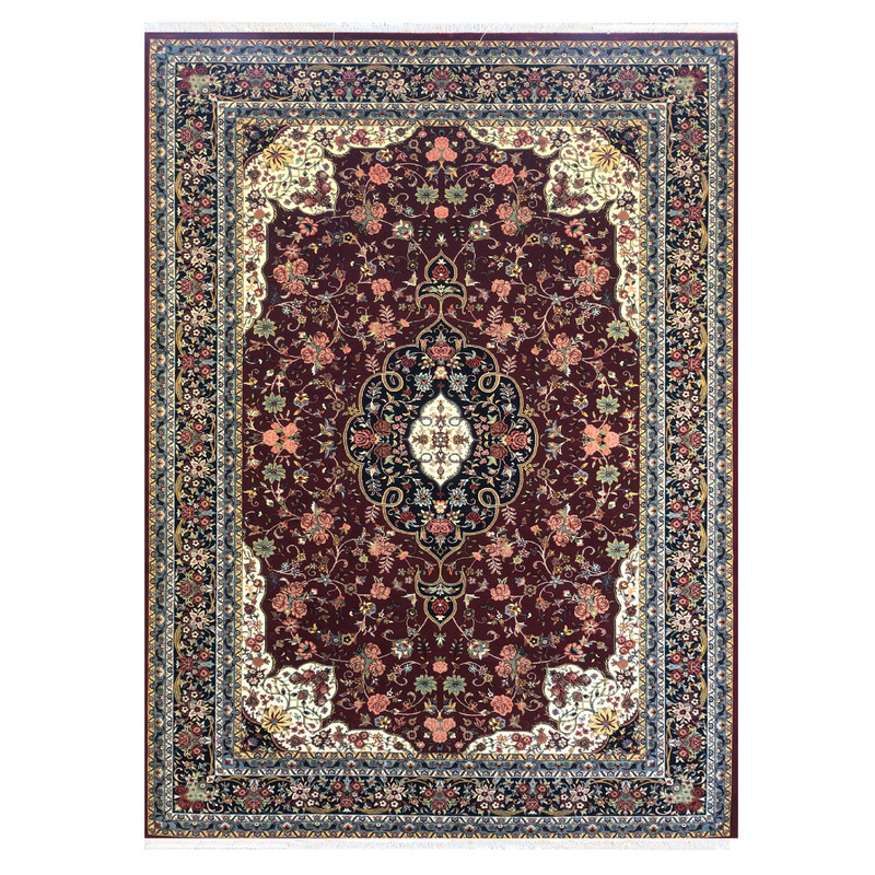 فرش ماشینی ستاره کویر یزد مدل شاهکارنوین کد n-83 زمینه لاکی