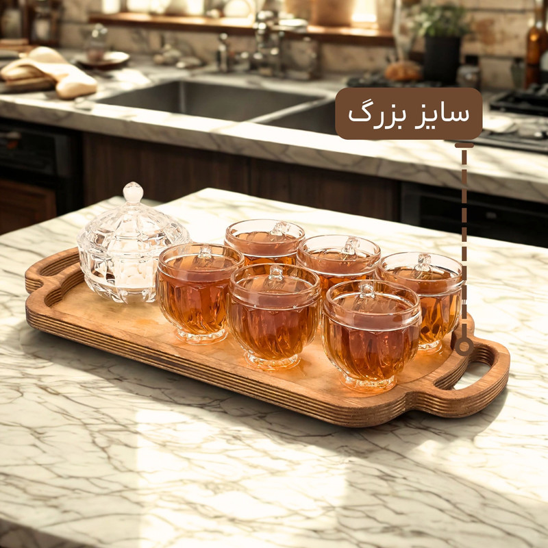 سینی دسته دار مدل چوبی SN23S مجموعه 2 عددی