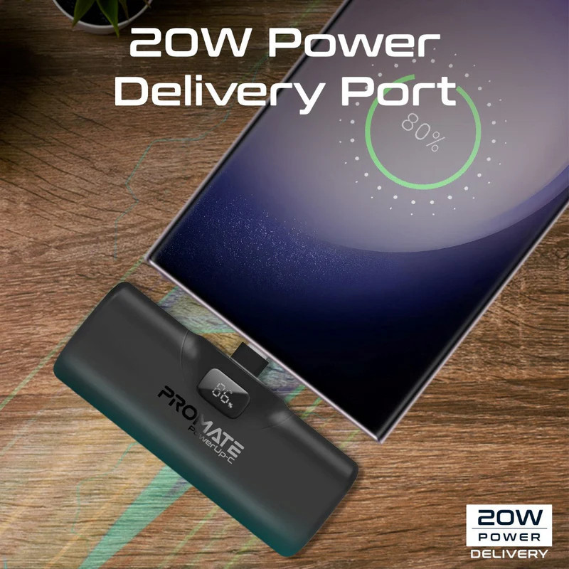 پاوربانک پرومیت مدل POWERUP-C.BLK ظرفیت 5000 میلی‌آمپرساعت