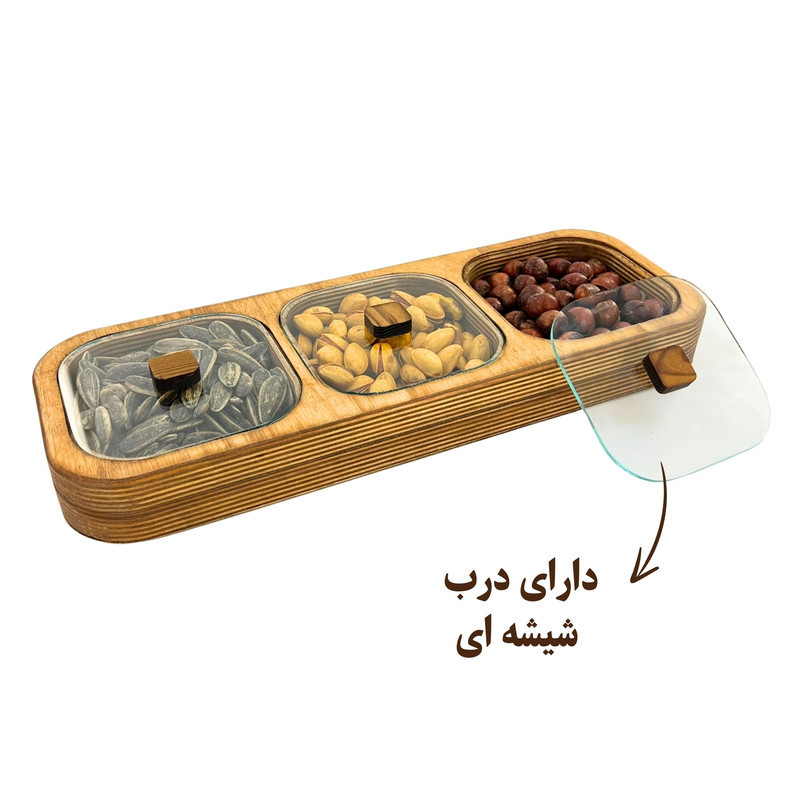 اردوخوری چوبی مدل OD183 ساخته شده از چوب وارداتی با پوشش صددرصد گیاهی، قابل شست‌وشو با دست، آبگریز و بهداشتی، مناسب سرو آجیل، تنقلات، میوه خشک، شکلات و پاستیل، ابعاد 35×13×4 سانتی‌متر، مناسب استفاده خانگی و رستوران