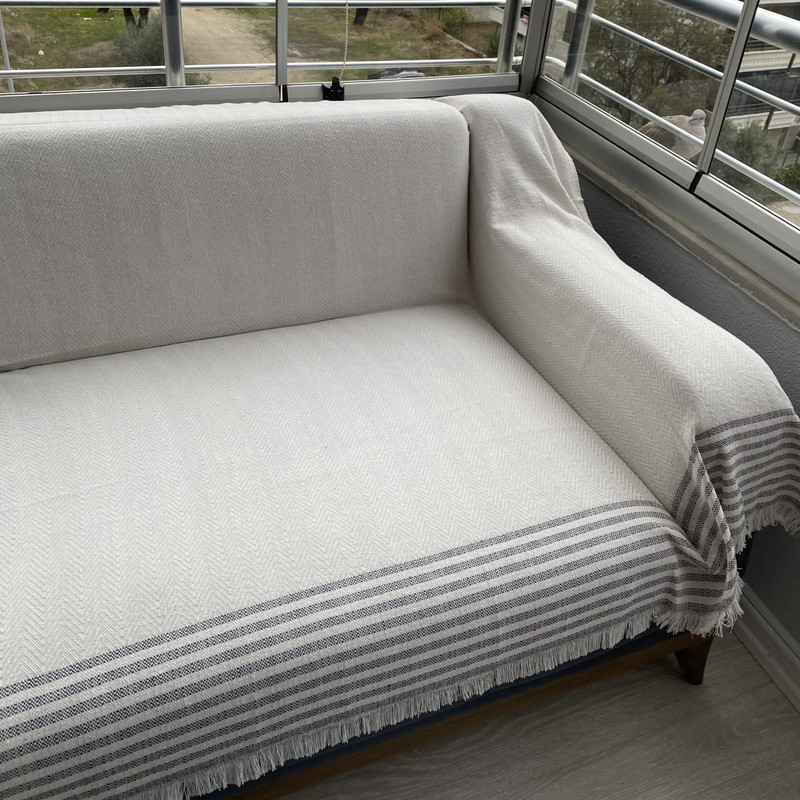 شال مبل و تخت مدل پنبه ترک طرح زیگزاگی سایز 170x310 سانتی‌متر