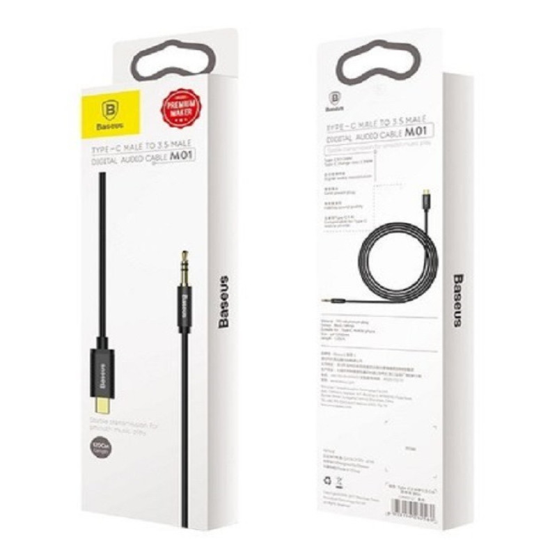 کابل تبدیل USB-C به AUX باسئوس مدل CAM01-M01-BA طول 1.2 متر