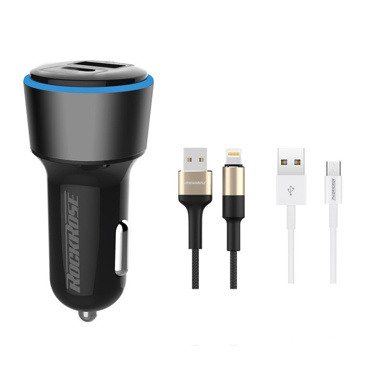 شارژر فندکی 36 وات راک رز مدل Ranger PQ به همراه کابل microUSB  لایتنینگ