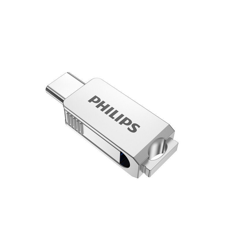 فلش مموری OTG فیلیپس مدل FM30UC ظرفیت 64 گیگابایت با رابط USB 3.2 و Type-C، سرعت خواندن 130 مگابایت بر ثانیه، سرعت نوشتن 80 مگابایت بر ثانیه، سازگار با ویندوز، مک و لینوکس، مقاوم در برابر خش و اثر انگشت