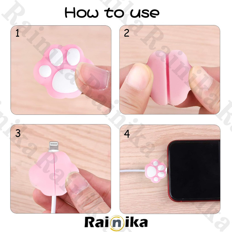 محافظ کابل شارژ و هندزفری رینیکا مدل Paw Pin KK 03 مجموعه 3 عددی