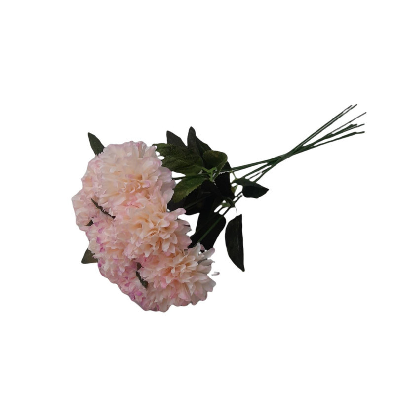 دسته گل مصنوعی گل داوودی شامل 8 شاخه، ارتفاع هر شاخه 44 cm، قطر گل 12 cm، جنس پارچه‌ای و قابل شستشو