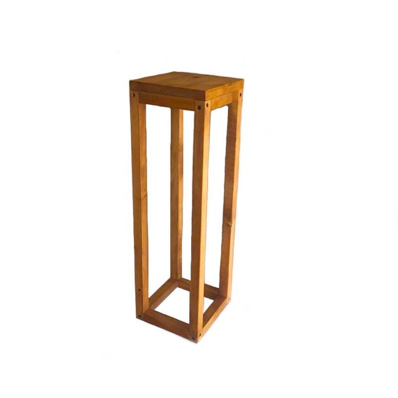 استند گلدان چوب روسی مدل M1410 با پایه 3x3 و صفحه یک‌تکه 20x20، ارتفاع 60 سانتی‌متر و وزن 1000 گرم