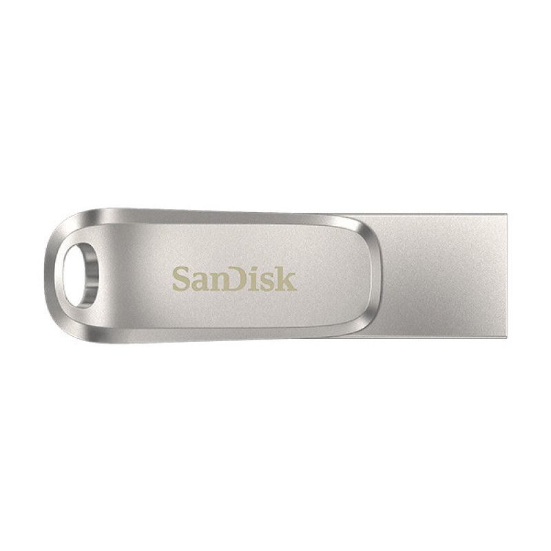 فلش مموری سن دیسک Ultra Dual Drive Luxe ظرفیت 256 گیگابایت با طراحی چرخشی، دو رابط USB Type-C و USB Type-A، استاندارد USB 3.2 Gen1، بدنه فلزی و سازگار با تبلت، گوشی، کامپیوتر و مک