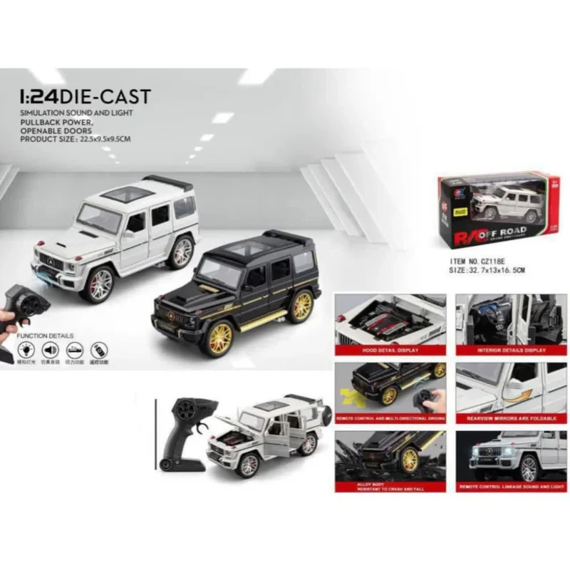 ماشین بازی کنترلی ناب سل مدل بنز جی کلاس شارژی آفرود فلزی چراغدار Mercedes-Benz G-Class Rechargeable Metal Off-Road Light