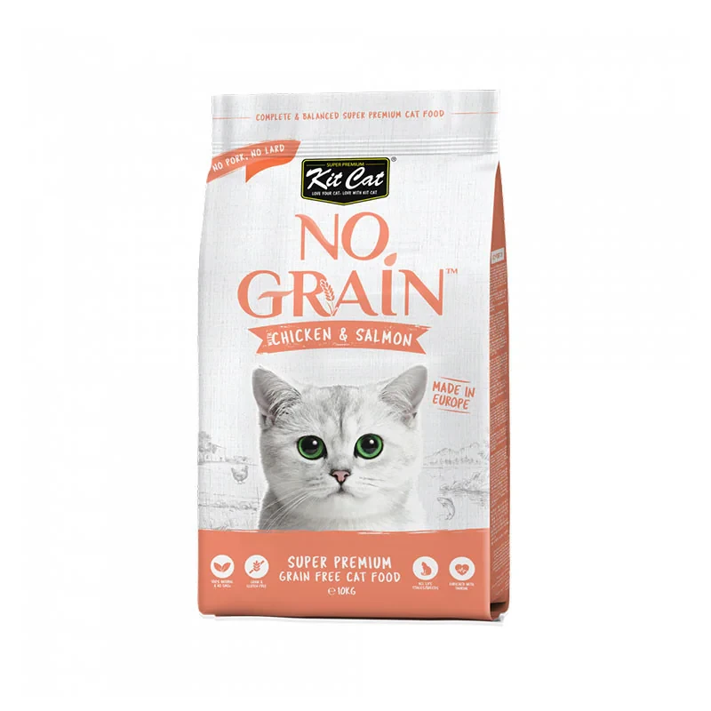 غذای خشک گربه بالغ کیت کت مدل No Grain Super Premium طعم مرغ و سالمون وزن 1 کیلوگرم
