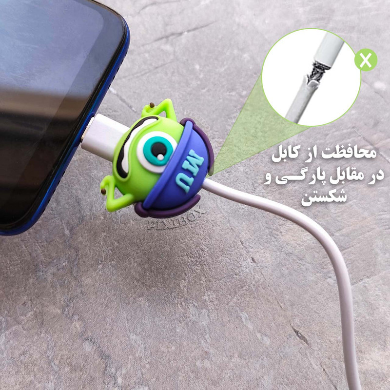 محافظ کابل طرح هیولا مدل Mike Wazowski به همراه محافظ شارژر دیواری مجموعه 4 عددی